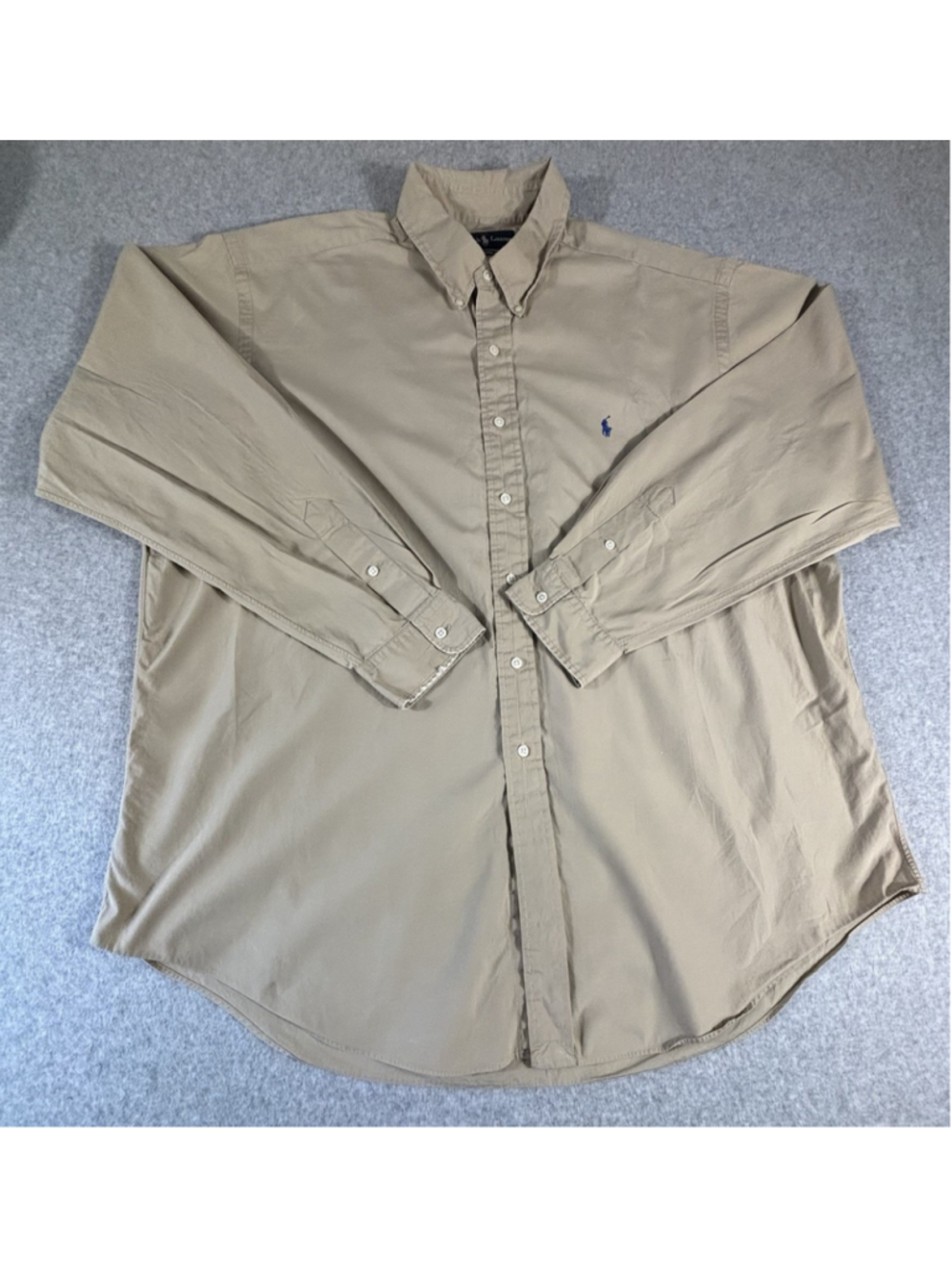 Ralph Lauren Classic Fit Shirt Mens XXL Tan Button Down‎ Pony Logo